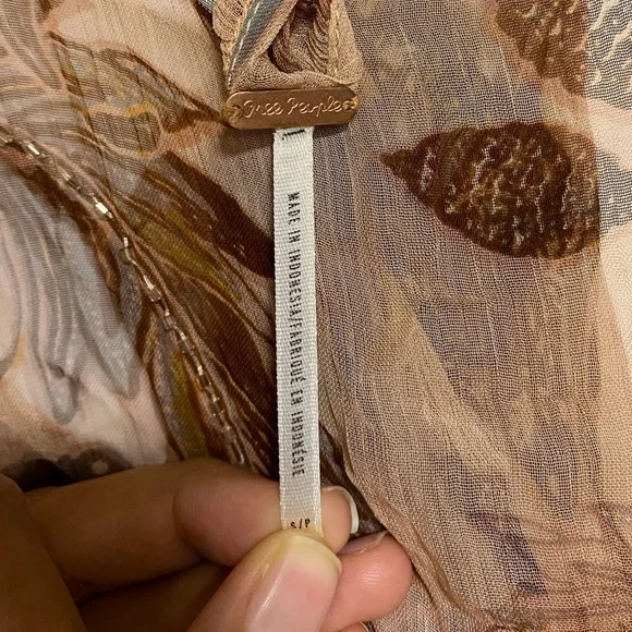 Free People Sheer Floral Beaded Slip Dress Size S - Picture 9 of 12